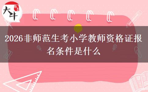 2026非师范生考小学教师资格证报名条件是什么