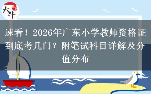 速看！2026年广东小学教师资格证到底考几门？附笔试科目详解及分值分布