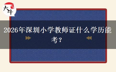 2026年深圳小学教师证什么学历能考？