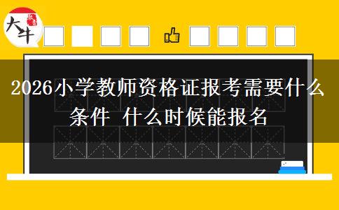 2026小学教师资格证报考需要什么条件 什么时候能报名