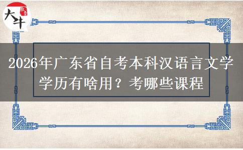 2026年广东省自考本科汉语言文学学历有啥用？考哪些课程