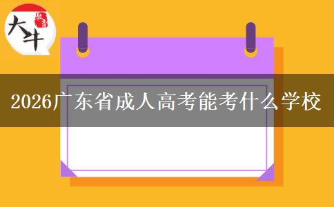 2026广东省成人高考能考什么学校