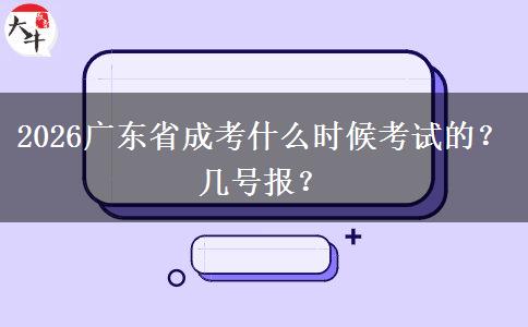 2026广东省成考什么时候考试的？几号报？