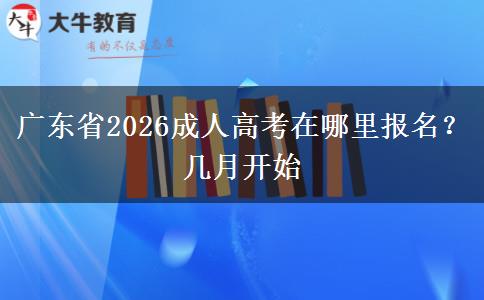 广东省2026成人高考在哪里报名？几月开始