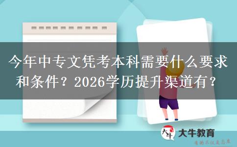 今年中专文凭考本科需要什么要求和条件？2026学历提升渠道有？