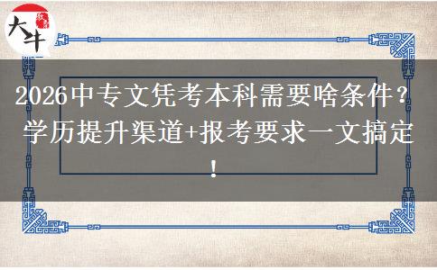 2026中专文凭考本科需要啥条件？学历提升渠道+报考要求一文搞定！