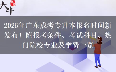 2026年广东成考专升本报名时间新发布！附报考条件、考试科目、热门院校专业及学费一览