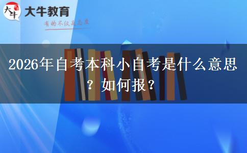 2026年自考本科小自考是什么意思?如何报? 2026年自考本科小自考是什么意思?如何报?