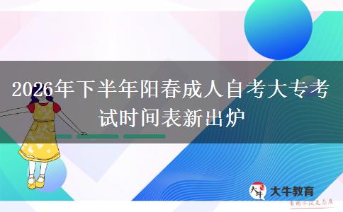 2026年下半年阳春成人自考大专考试时间表新出炉