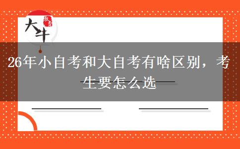 26年小自考和大自考有啥区别，考生要怎么选
