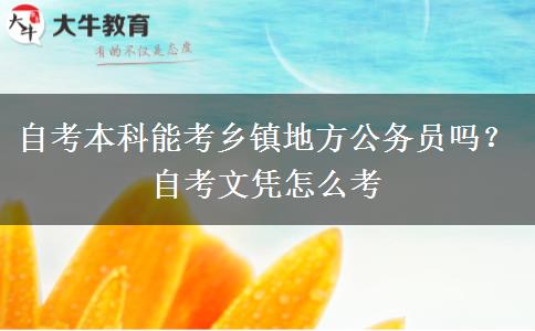 自考本科能考乡镇地方公务员吗？自考文凭怎么考