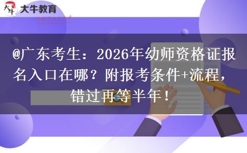 @广东考生：2026年幼师资格证报名入口在哪？附报考条件+流程，错过再等半年！