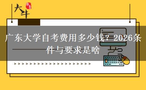 广东大学自考费用多少钱？2026条件与要求是啥