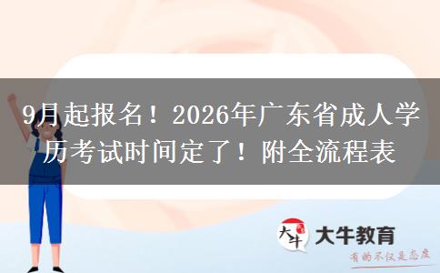 9月起报名！2026年广东省成人学历考试时间定了！附全流程表
