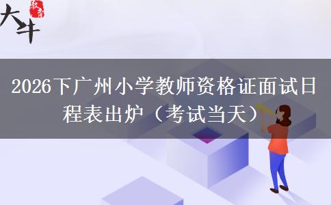 2026下广州小学教师资格证面试日程表出炉（考试当天）