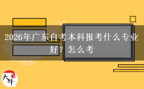 2026年广东自考本科报考什么专业好？怎么考
