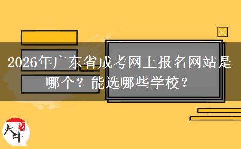 2026年广东省成考网上报名网站是哪个？能选哪些学校？