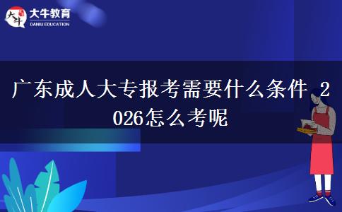 广东成人大专报考需要什么条件 2026怎么考呢