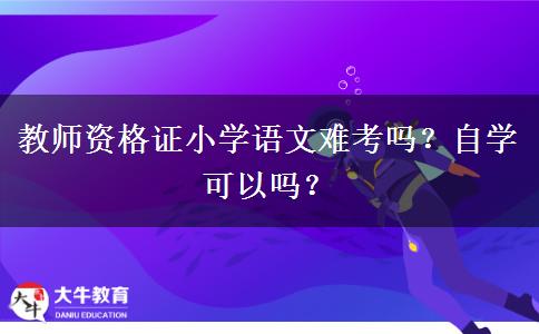 教师资格证小学语文难考吗？自学可以吗？