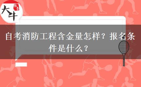 自考消防工程含金量怎样？报名条件是什么？