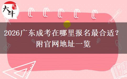 2026广东成考在哪里报名最合适？附官网地址一览