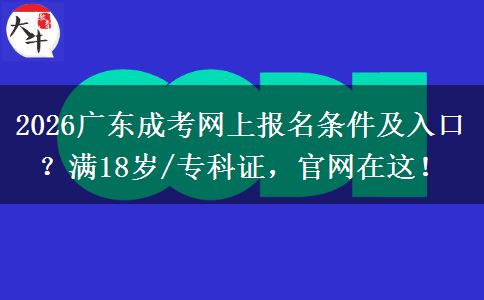 2026广东成考网上报名条件及入口？满18岁/专科证，官网在这！