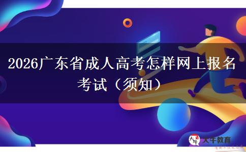 2026广东省成人高考怎样网上报名考试（须知）