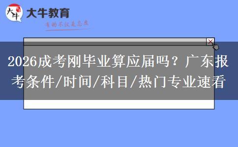2026成考刚毕业算应届吗？广东报考条件/时间/科目/热门专业速看