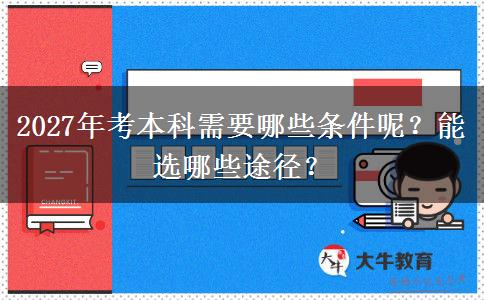2027年考本科需要哪些条件呢？能选哪些途径？